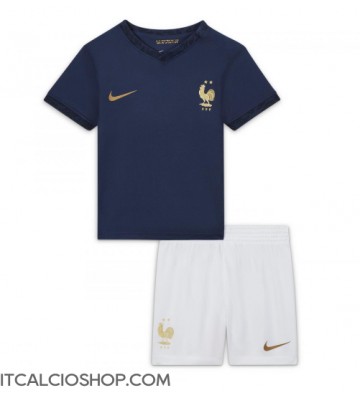 Francia Prima Maglia Bambino Mondiali 2022 Manica Corta (+ Pantaloni corti)
